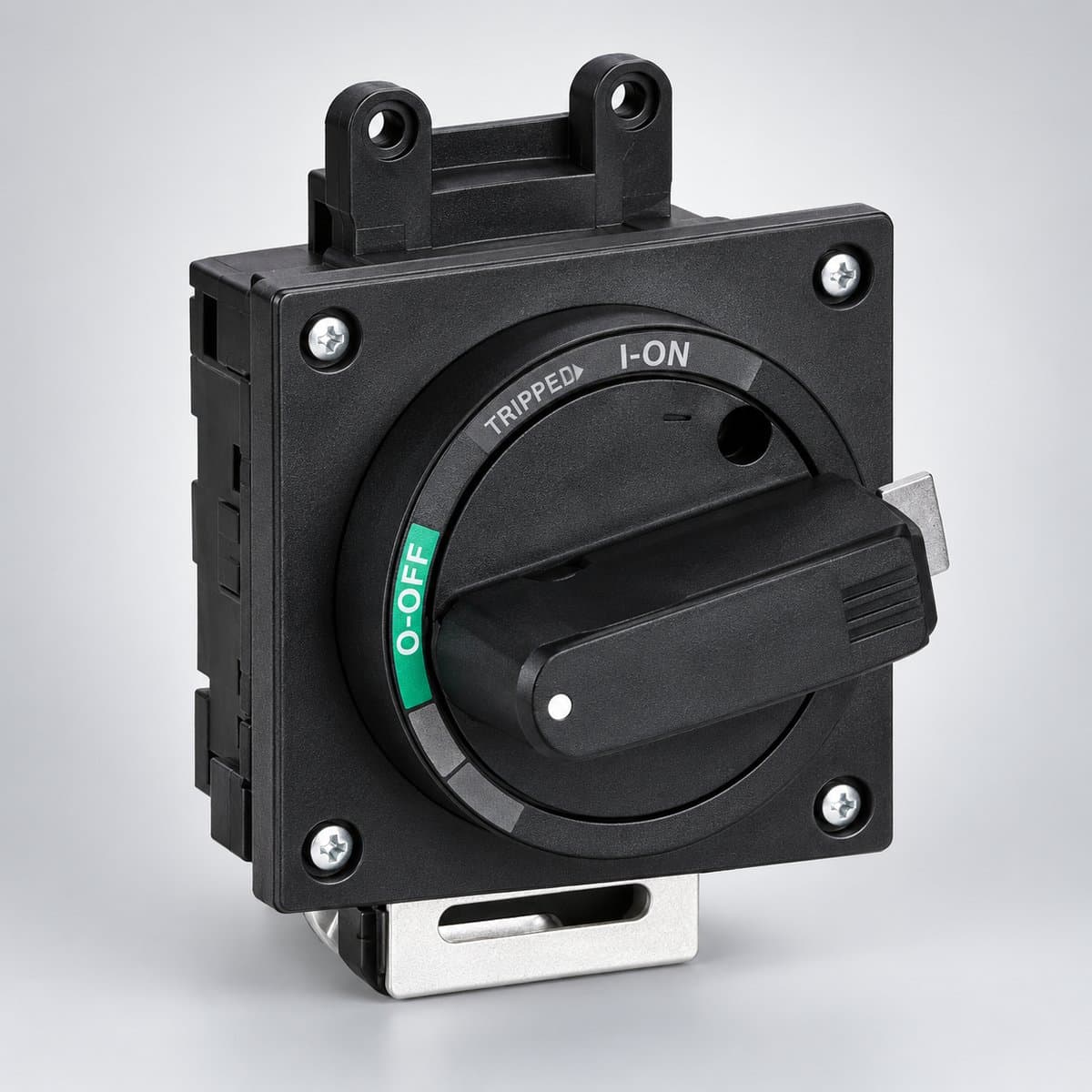 MCCB EasyPact EZC250 Schneider chụp góc nghiêng 3/4, thấy rõ mặt và cạnh bên