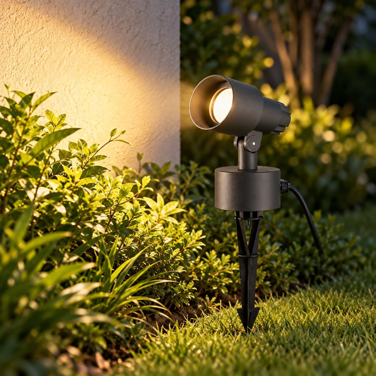 Đèn spotlight sân vườn LED NSP2862 Panasonic đã lắp đặt, đang chiếu sáng
