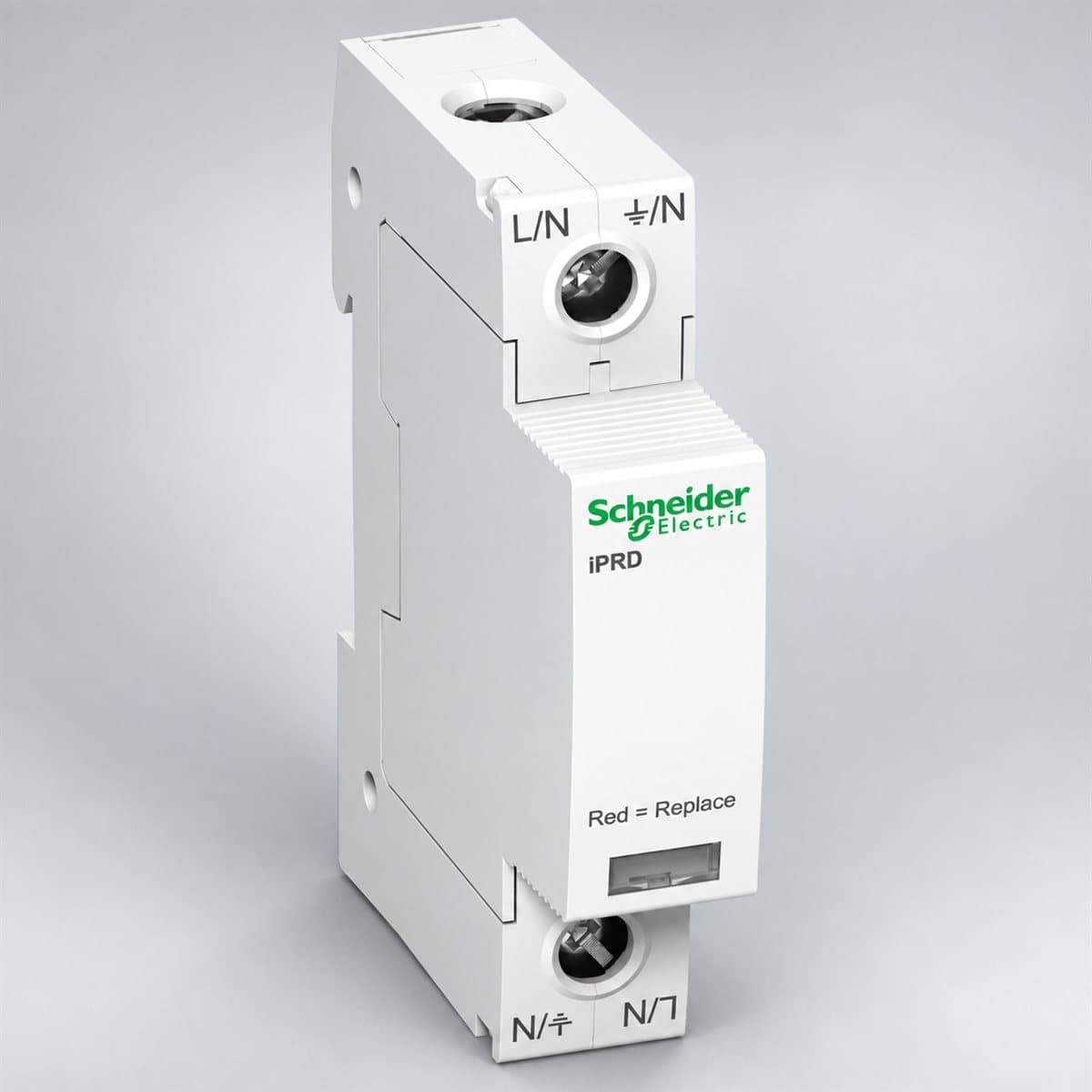Chống sét lan truyền Acti9 iPRD Type 2 kéo rút Schneider chụp góc nghiêng 3/4, thấy rõ mặt và cạnh bên