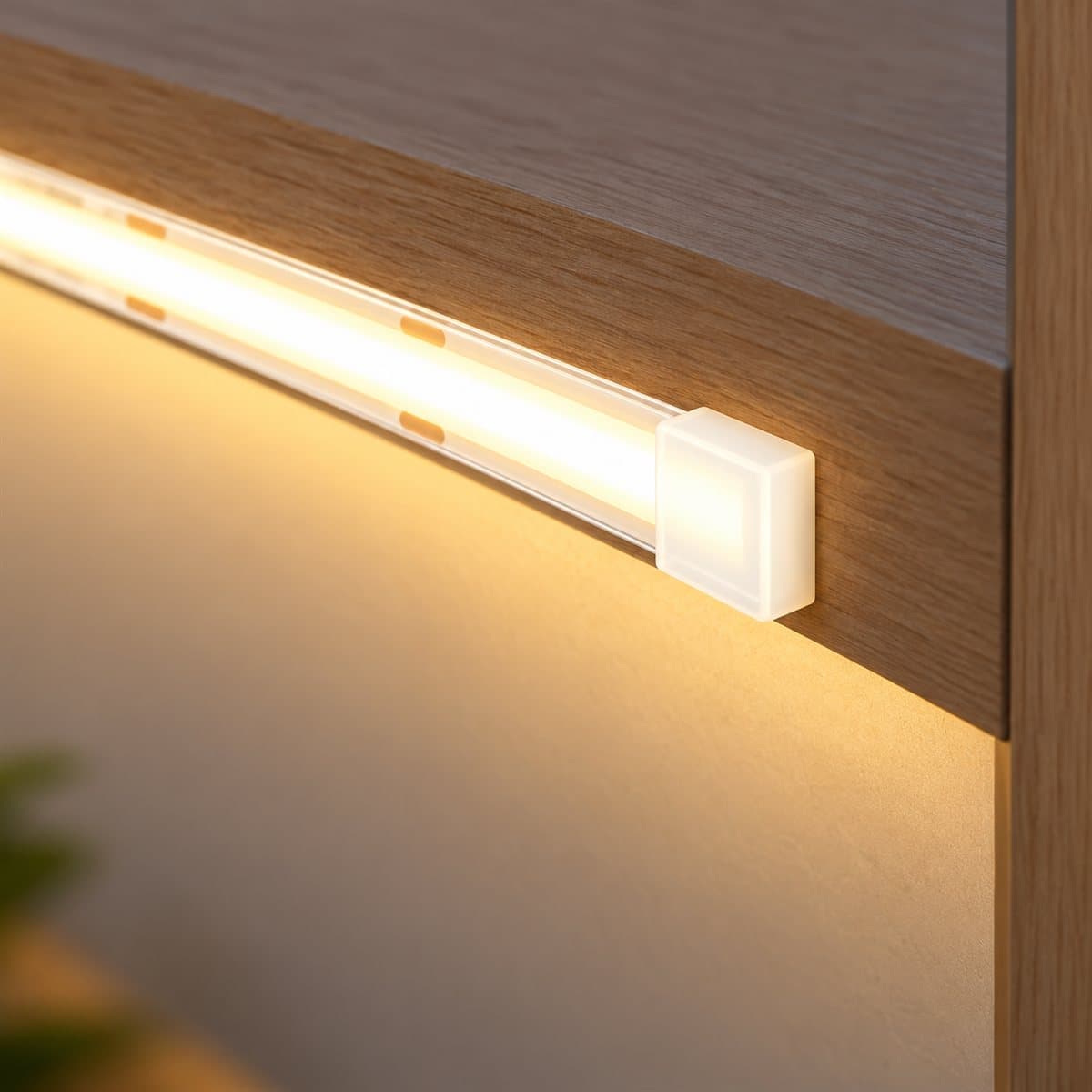 Nút bít LED dây COB Panasonic đã lắp đặt, đang chiếu sáng