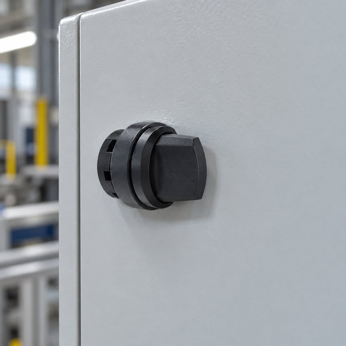 Công tắc xoay tay nắm đen Harmony XB7 Ø22 Schneider đã lắp đặt trong nhà