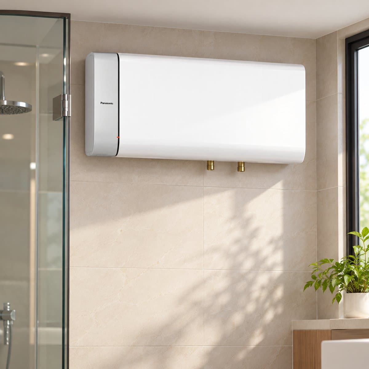 Máy nước nóng gián tiếp, máy sấy tay Panasonic đã lắp đặt trong nhà
