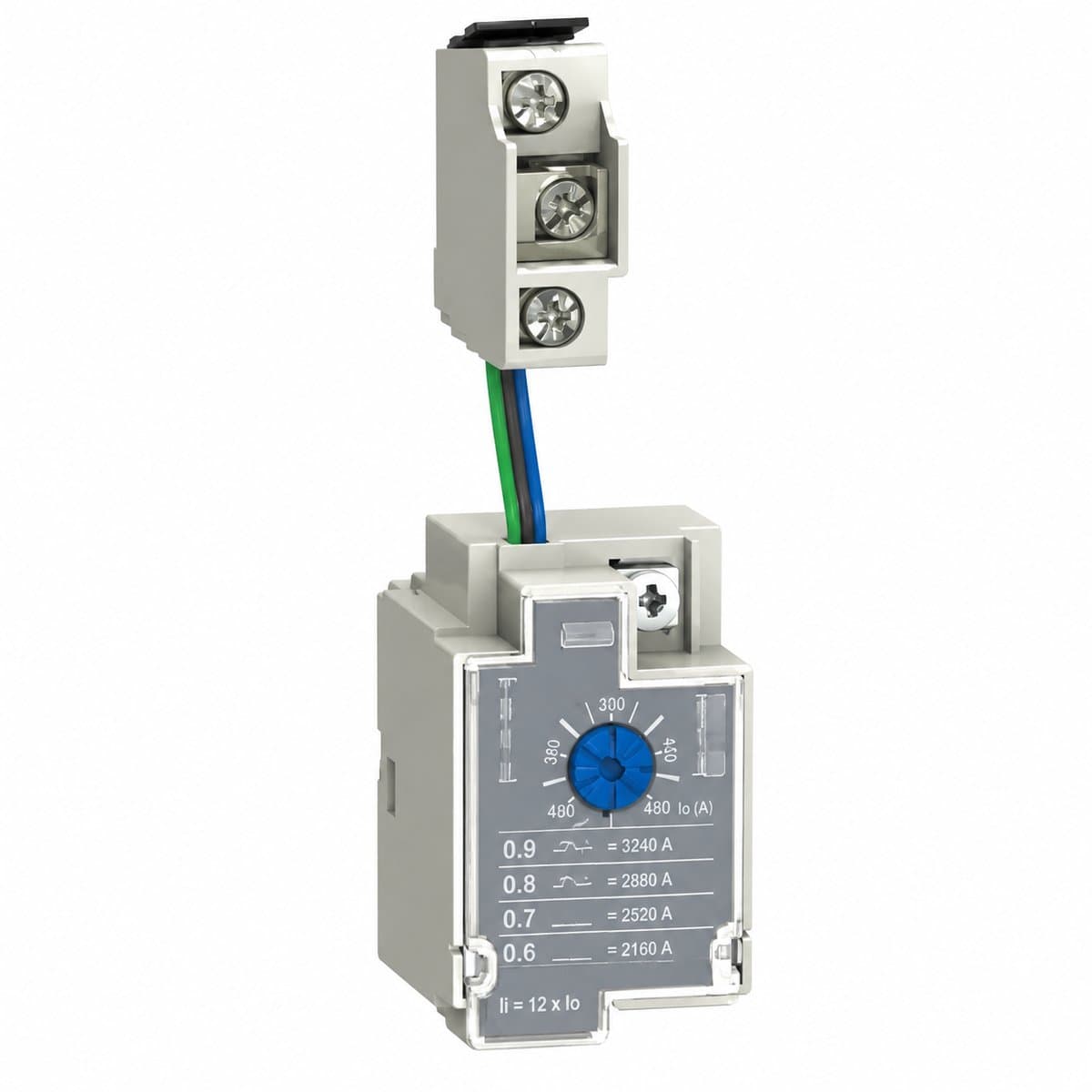 MCCB EasyPact EZC400/630 Schneider trên nền trắng, ảnh sản phẩm chính diện
