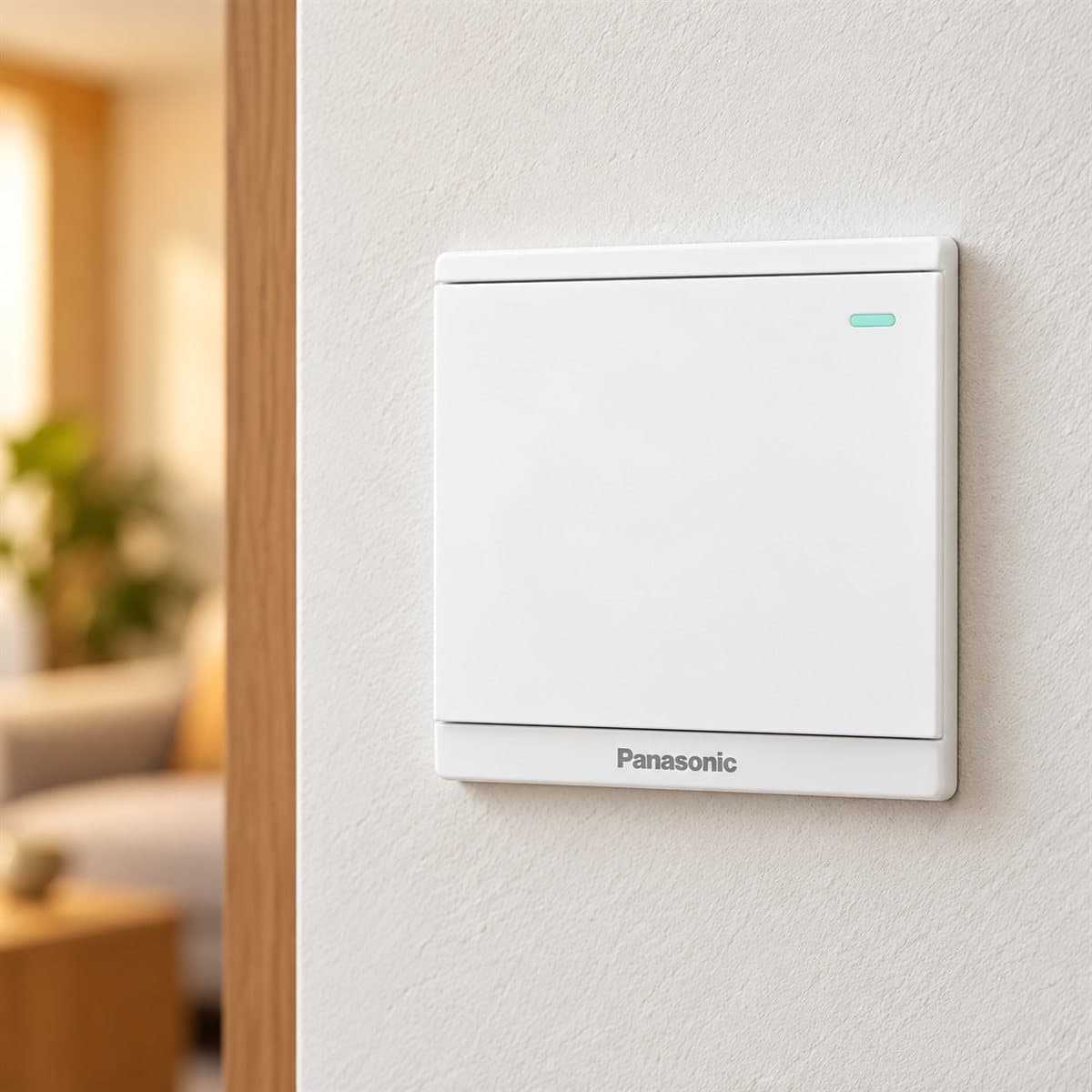 Bộ 1 công tắc B, 1 chiều, dạ quang Moderva Panasonic đã lắp đặt trong nhà