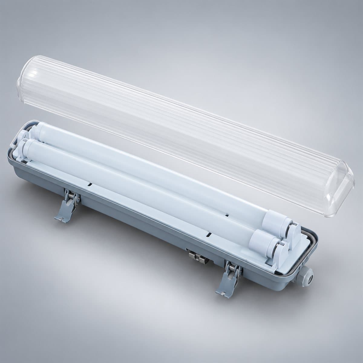 Đèn Máng đèn kín nước Panasonic chụp góc nghiêng 3/4, thấy rõ thân và cạnh bên