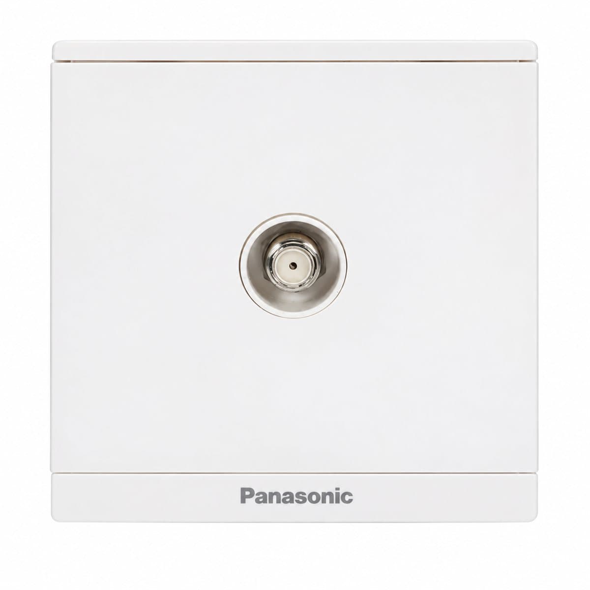 Ổ cắm CATV Moderva Panasonic trên nền trắng, ảnh sản phẩm chính diện