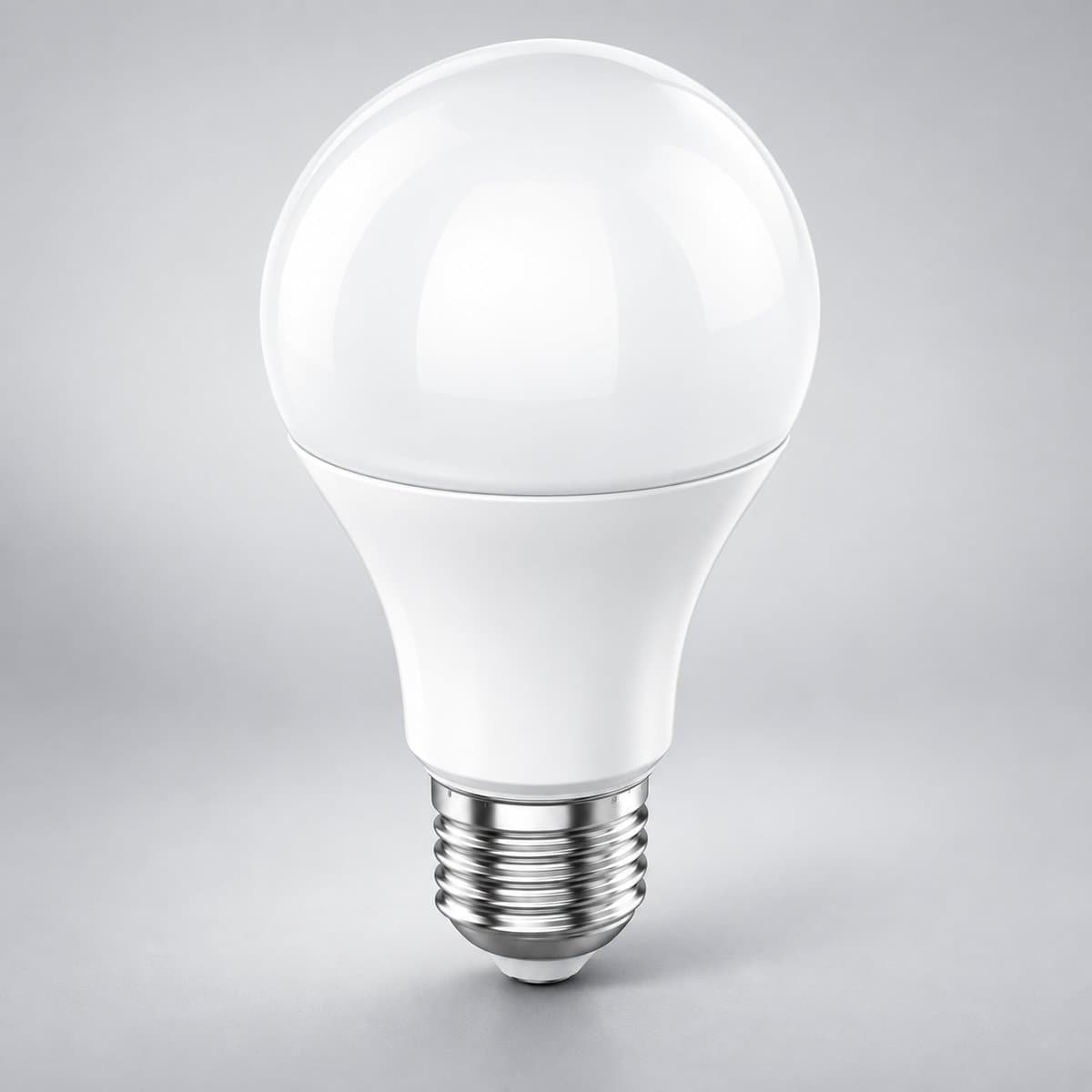 Bóng đèn LED bulb tròn E27 Panasonic chụp góc nghiêng 3/4, thấy rõ thân và cạnh bên