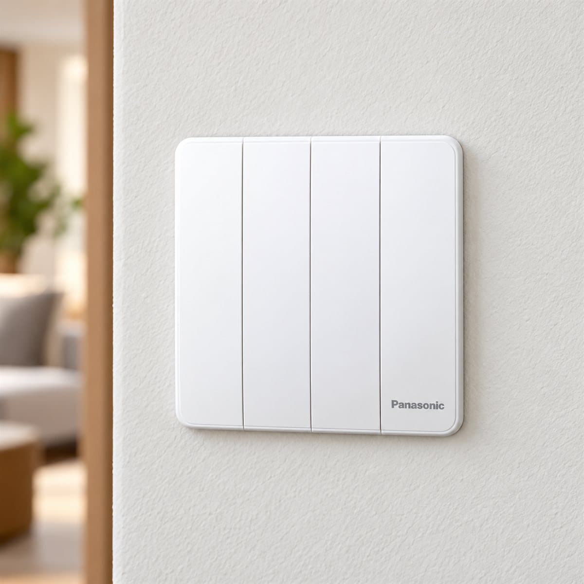 Bộ 4 công tắc B, 1 chiều, bắt vít Minerva Panasonic đã lắp đặt trong nhà