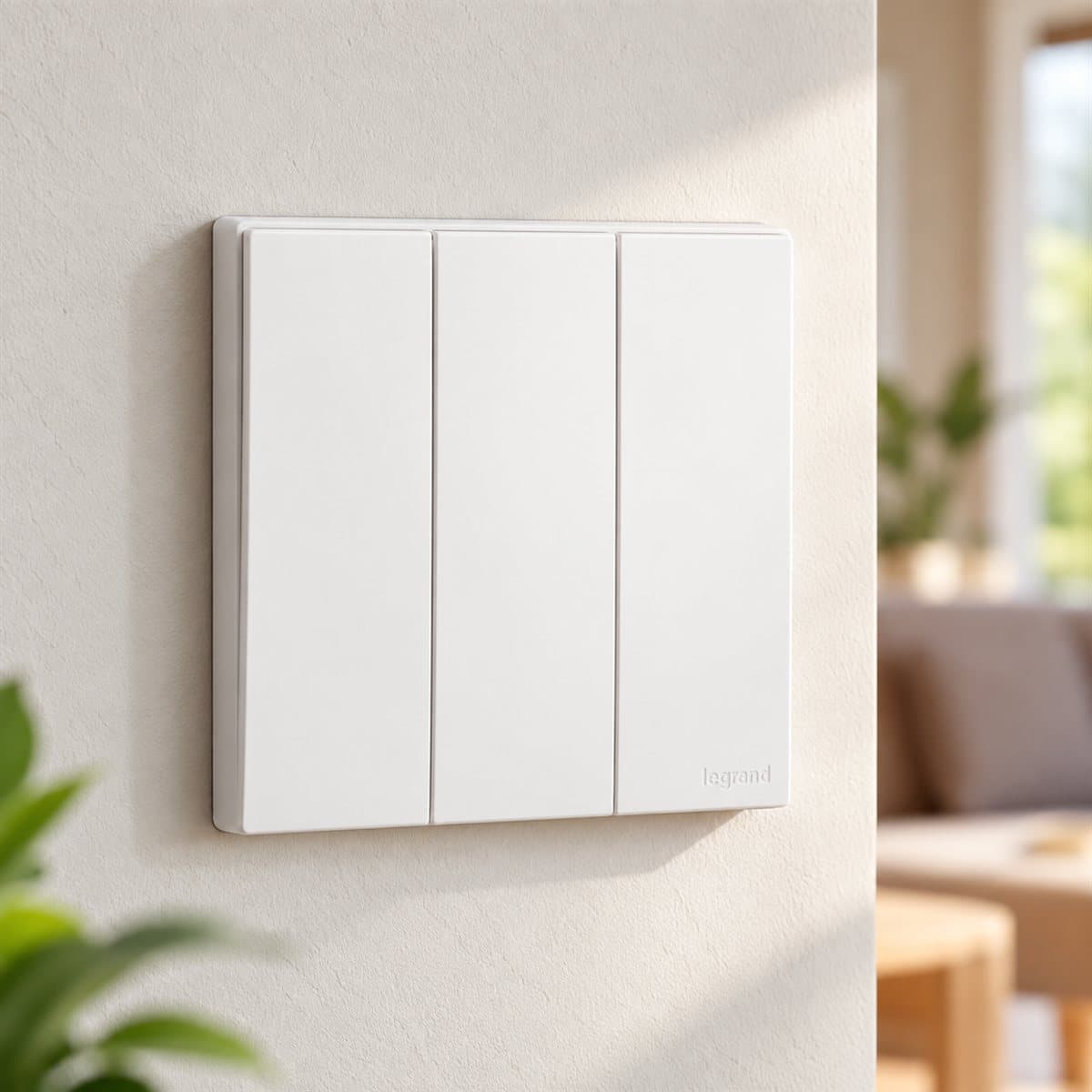 Công tắc ba 1 chiều Obria Legrand đã lắp đặt trong nhà