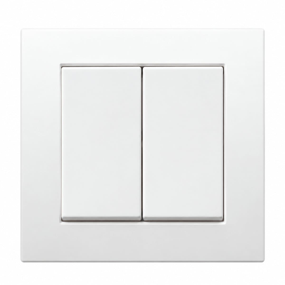 Công tắc đôi Vivace Schneider trên nền trắng, ảnh sản phẩm chính diện