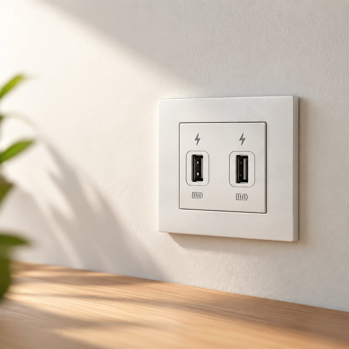 Ổ sạc USB đôi Vivace Schneider đã lắp đặt trong nhà