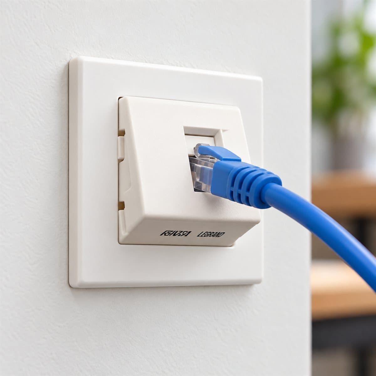 Ổ cắm mạng cat6, 1 mô-đun Rivia Legrand đã lắp đặt trong nhà