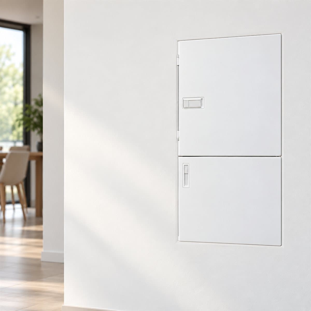 Tủ điện nhựa âm tường Resi9 MP Schneider đã lắp đặt trong nhà