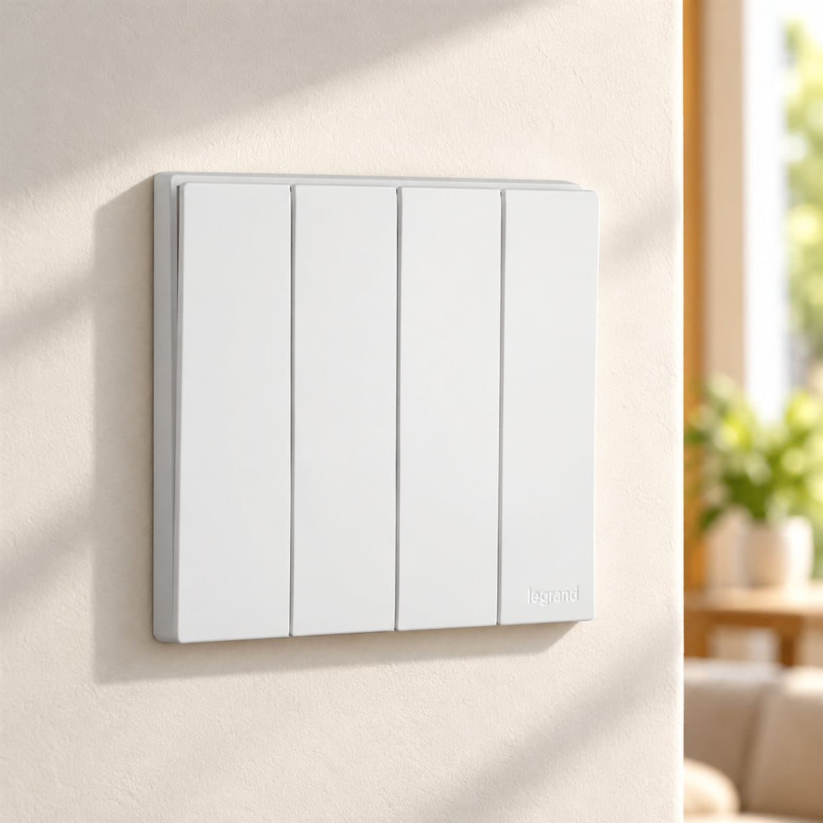 Công tắc bốn 1 chiều Obria Legrand đã lắp đặt trong nhà
