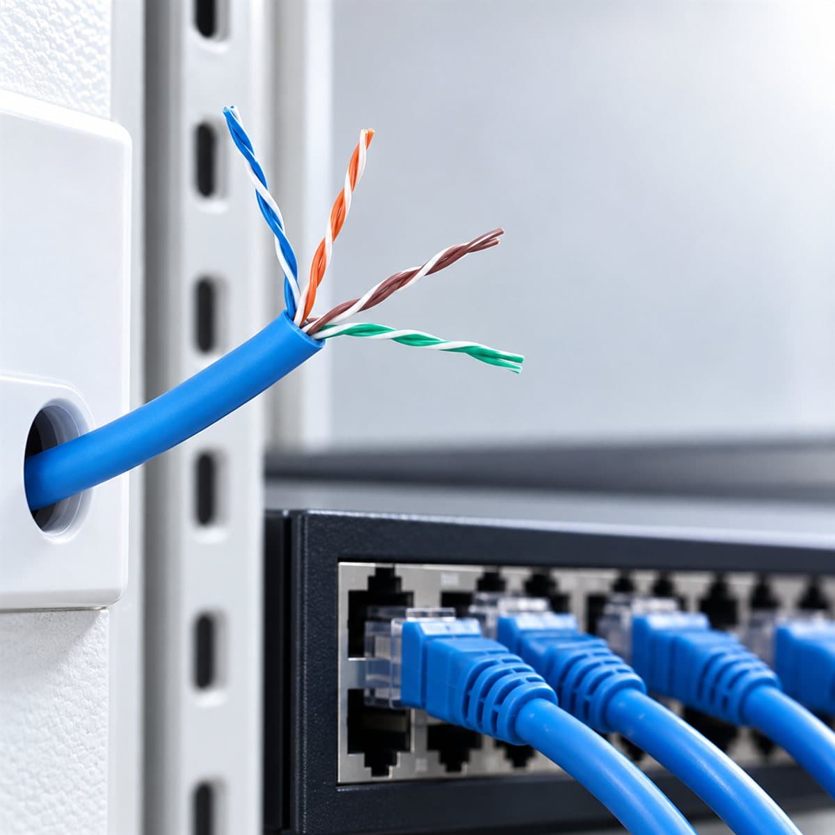 Dây cáp mạng Cat5e, Cat6 Panasonic đã lắp đặt trong nhà