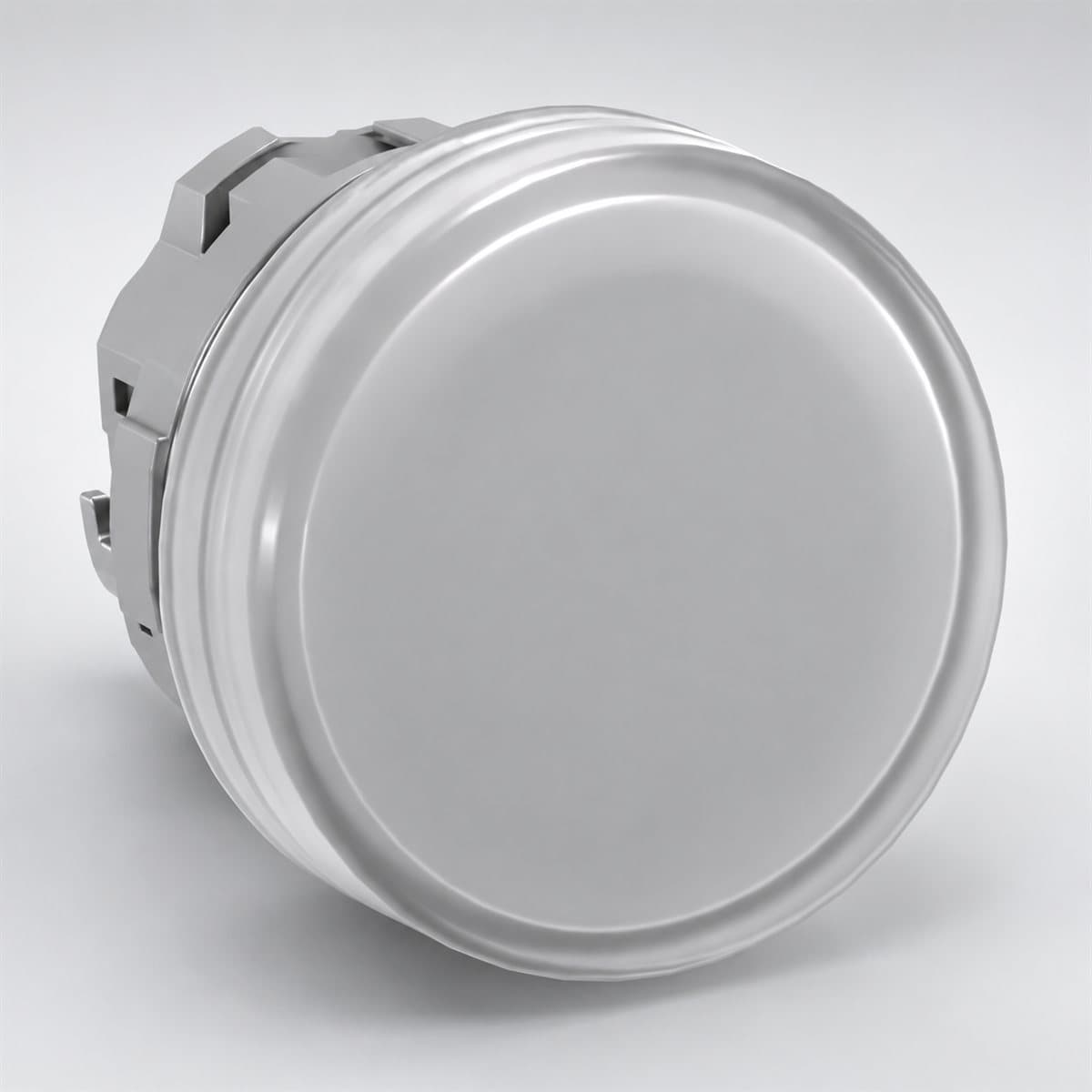 Đầu đèn báo LED Harmony XB4 Schneider chụp góc nghiêng 3/4, thấy rõ mặt và cạnh bên