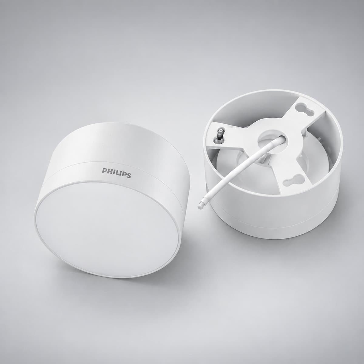 Đèn LED ốp nổi DL212 Philips chụp góc nghiêng 3/4, thấy rõ thân và cạnh bên