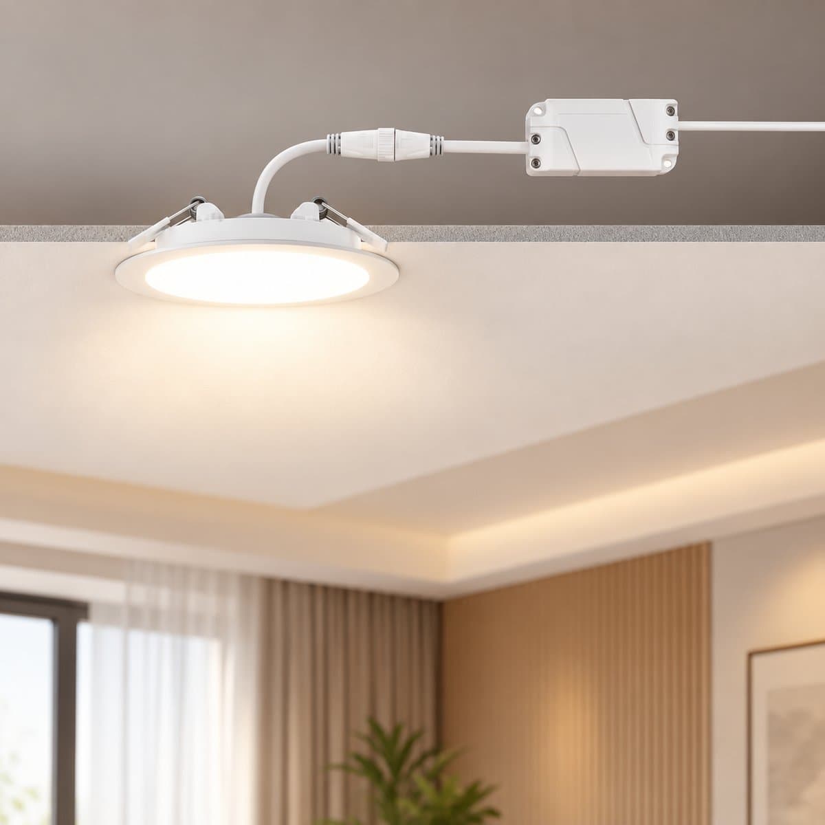 Đèn LED âm trần siêu mỏng DL262 Philips đã lắp đặt, đang chiếu sáng