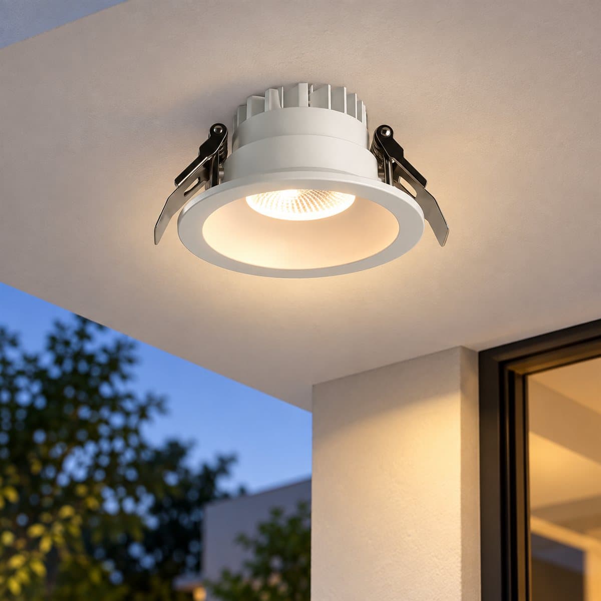 Đèn ốp trần ngoài trời NDL1833 Panasonic đã lắp đặt, đang chiếu sáng