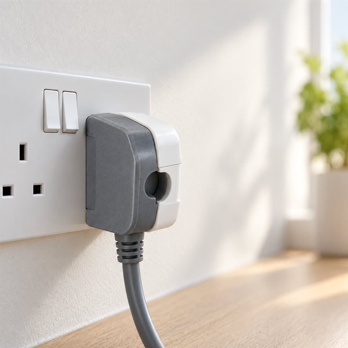 Phích cắm 3 chân kiểu Anh Schneider đã lắp đặt trong nhà