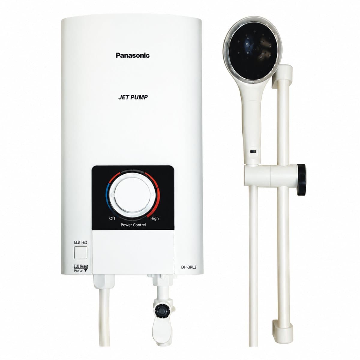 Máy nước nóng trực tiếp cao cấp Panasonic trên nền trắng, ảnh sản phẩm chính diện