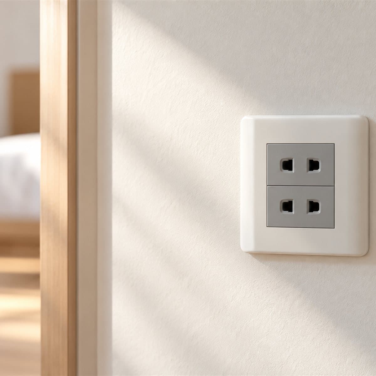 Ổ cắm đôi 2 chấu 10A ZENcelo Schneider đã lắp đặt trong nhà