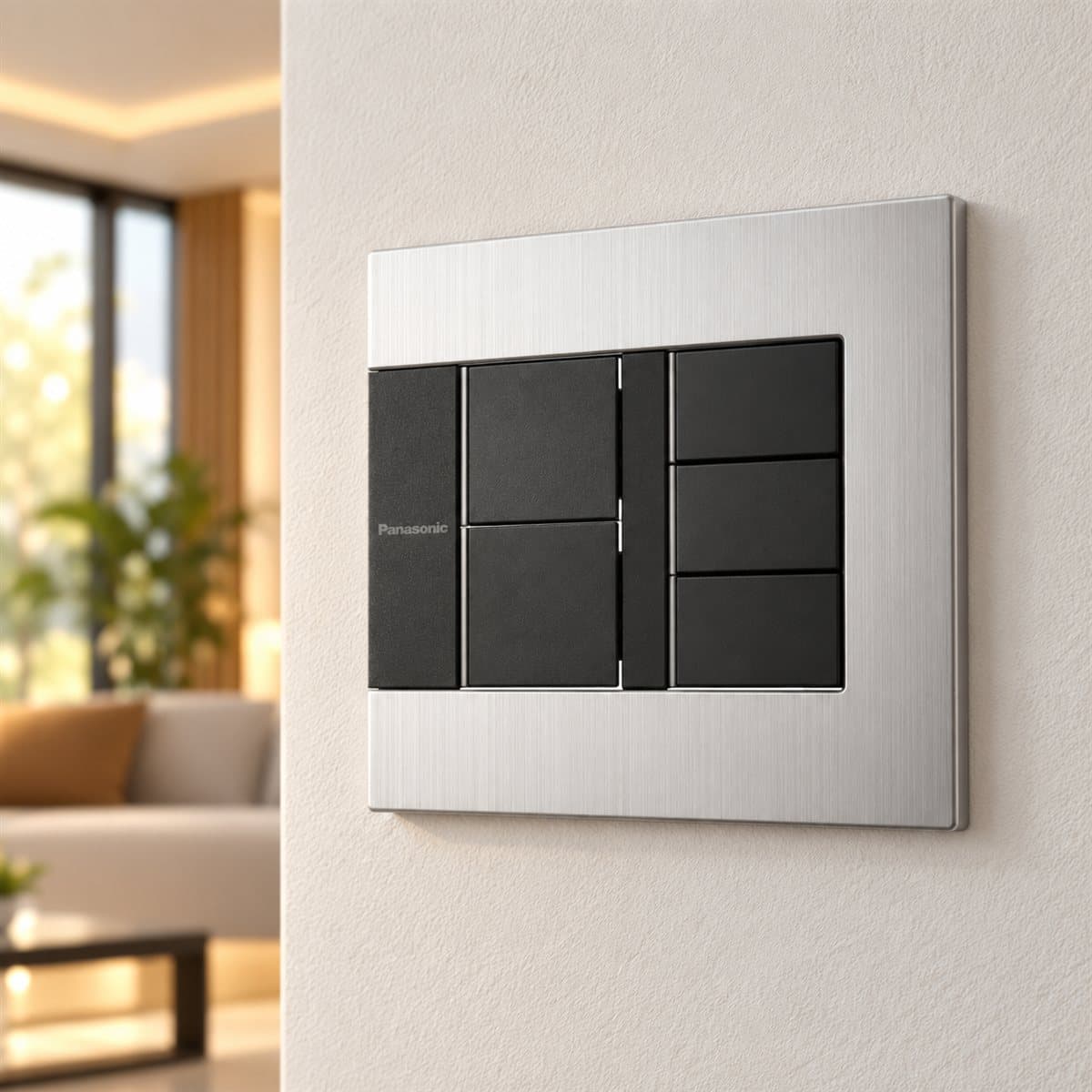 Bộ 5 công tắc có đèn báo Gen-X Panasonic đã lắp đặt trong nhà
