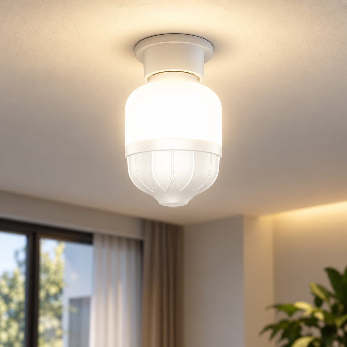 Bóng đèn LED bulb trụ E27 Panasonic đã lắp đặt, đang chiếu sáng