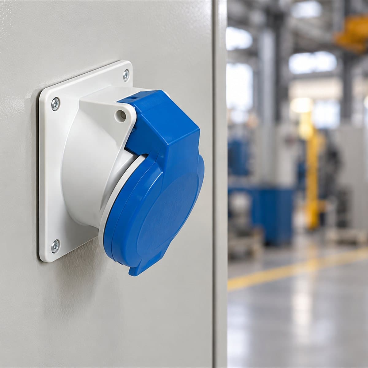 Ổ cắm gắn tủ nghiêng công nghiệp PK Schneider đã lắp đặt trong nhà
