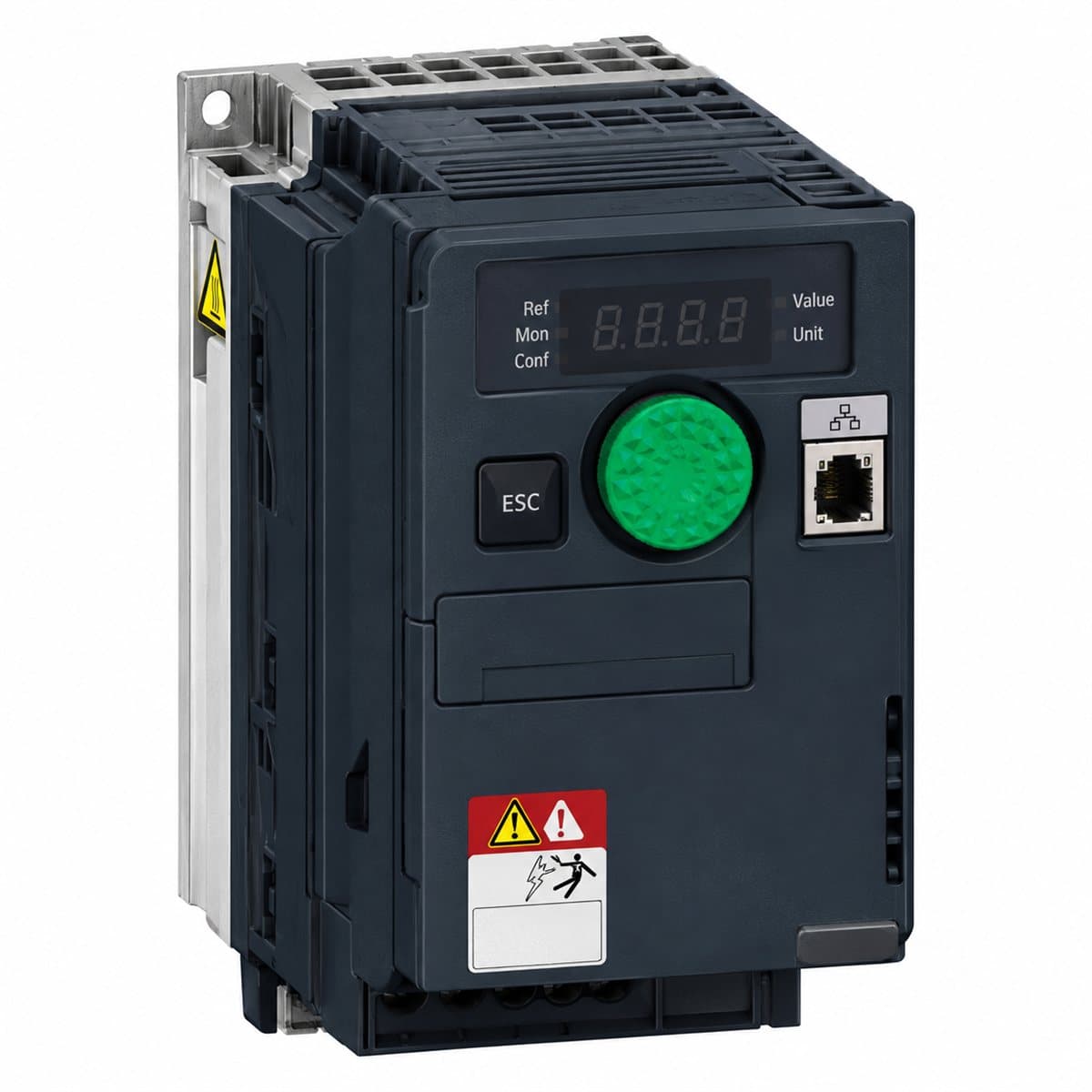 Biến tần Altivar Machine ATV320 Compact Schneider trên nền trắng, ảnh sản phẩm chính diện