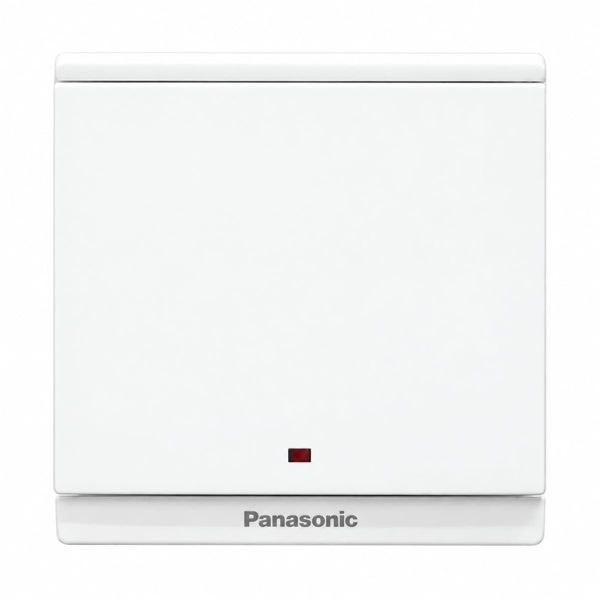 Bộ 1 công tắc D, bắt vít, có đèn báo Moderva Panasonic trên nền trắng, ảnh sản phẩm chính diện