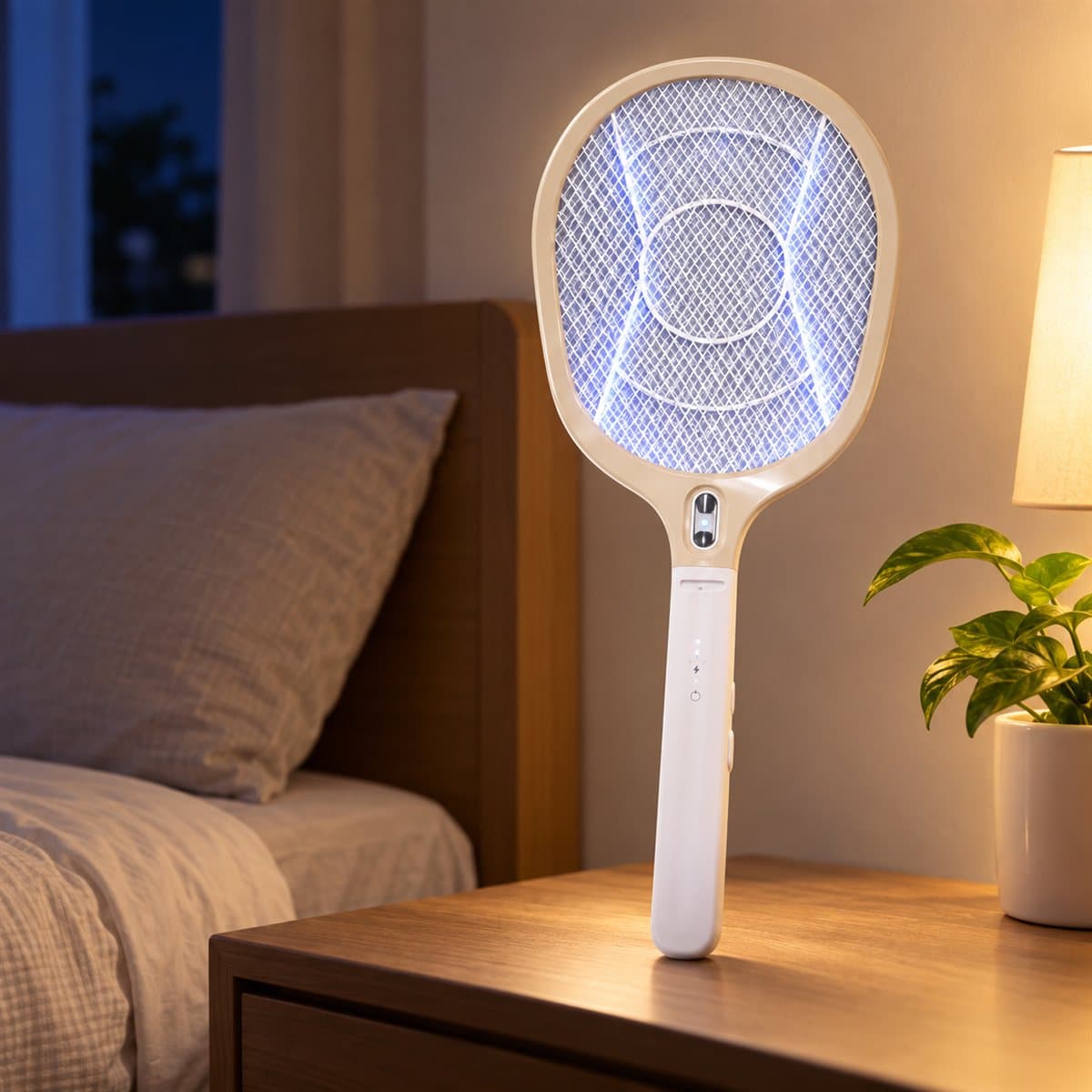 Vợt muỗi NMR102 Panasonic đã lắp đặt, đang chiếu sáng