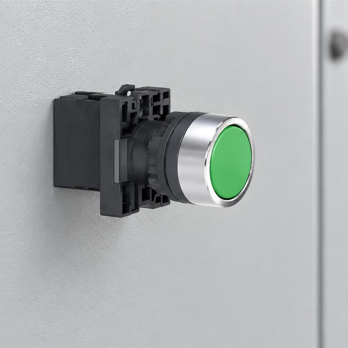 Nút nhấn phẳng Harmony XA2 Ø22 Schneider đã lắp đặt trong nhà