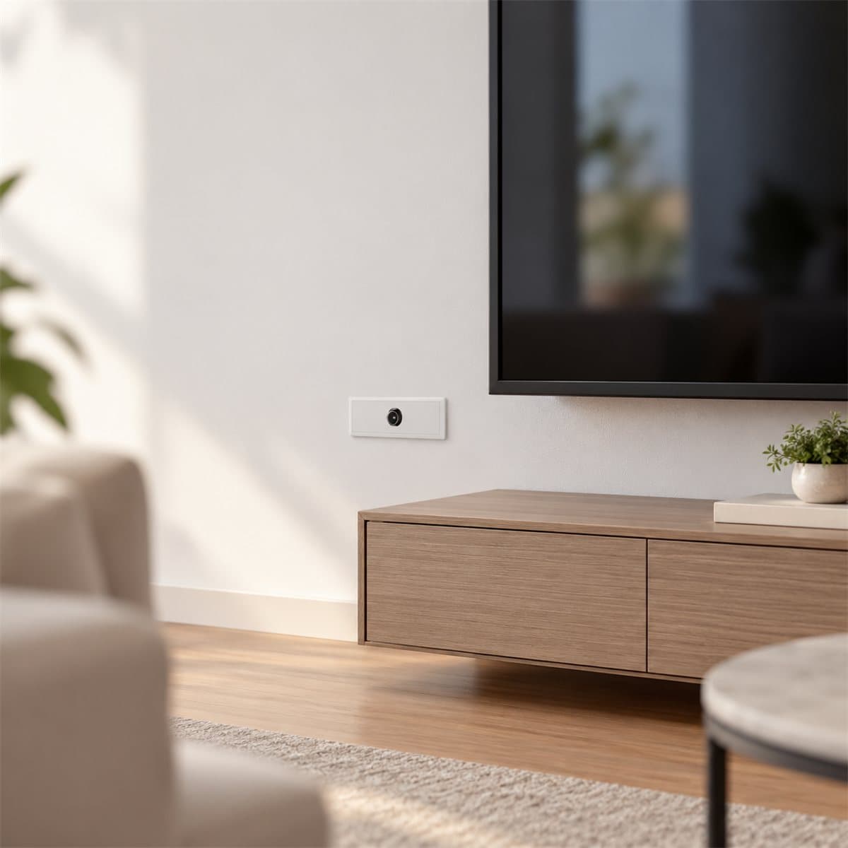 Ổ cắm angten TV AvatarOn A Schneider đã lắp đặt trong nhà