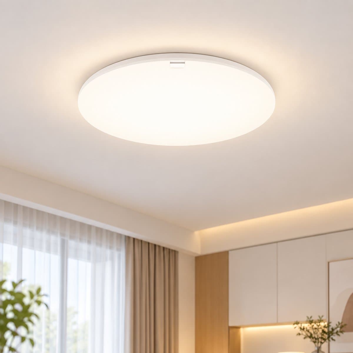 Đèn LED ốp trần CL610 All In One có remote Philips đã lắp đặt, đang chiếu sáng