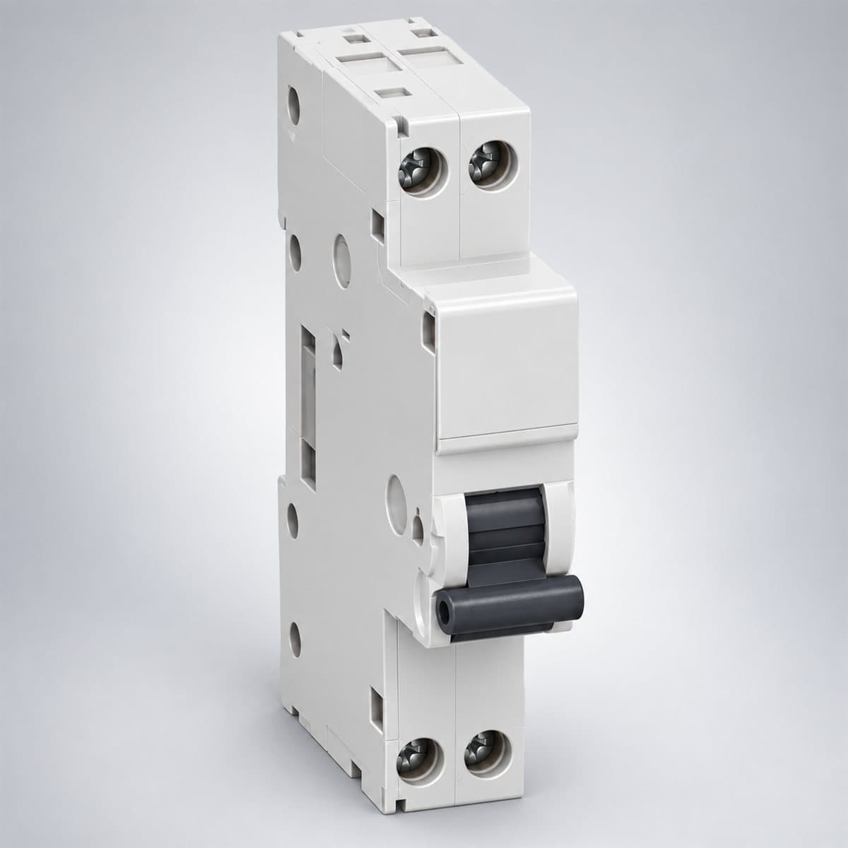 RCBO Easy9 Slim Schneider chụp góc nghiêng 3/4, thấy rõ mặt và cạnh bên