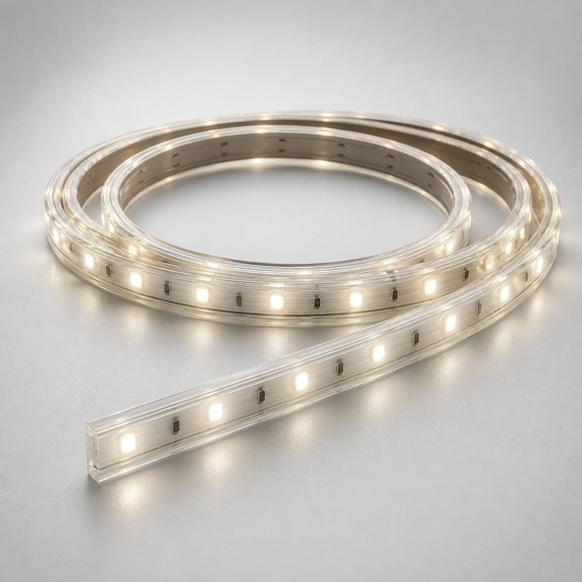 Đèn LED DÂY HV 2835 STRIP chụp góc nghiêng 3/4, thấy rõ thân và mặt bên