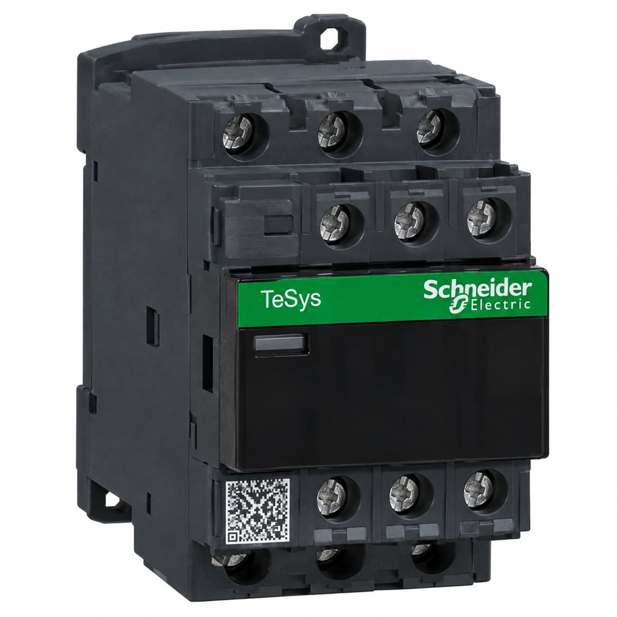 Rơ le điều khiển TeSys D Schneider trên nền trắng, ảnh sản phẩm chính diện