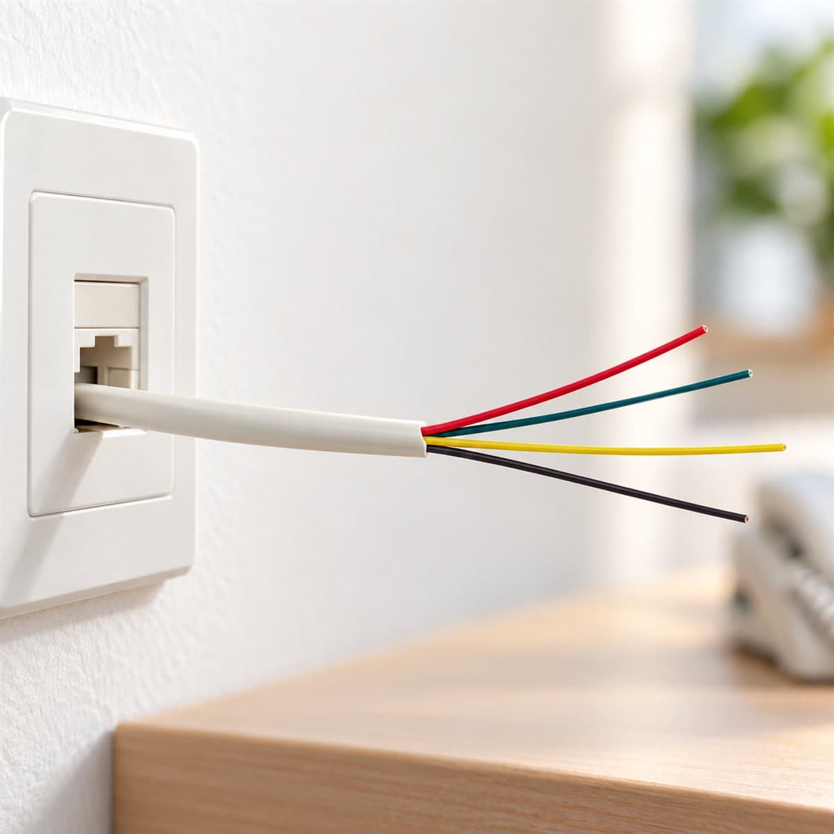 Dây điện thoại 4 lõi Panasonic đã lắp đặt trong nhà