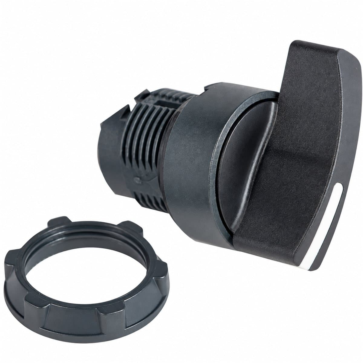 Đầu công tắc xoay tay nắm dài (lắp ráp) Harmony XB5 Ø22 Schneider trên nền trắng, ảnh sản phẩm chính diện