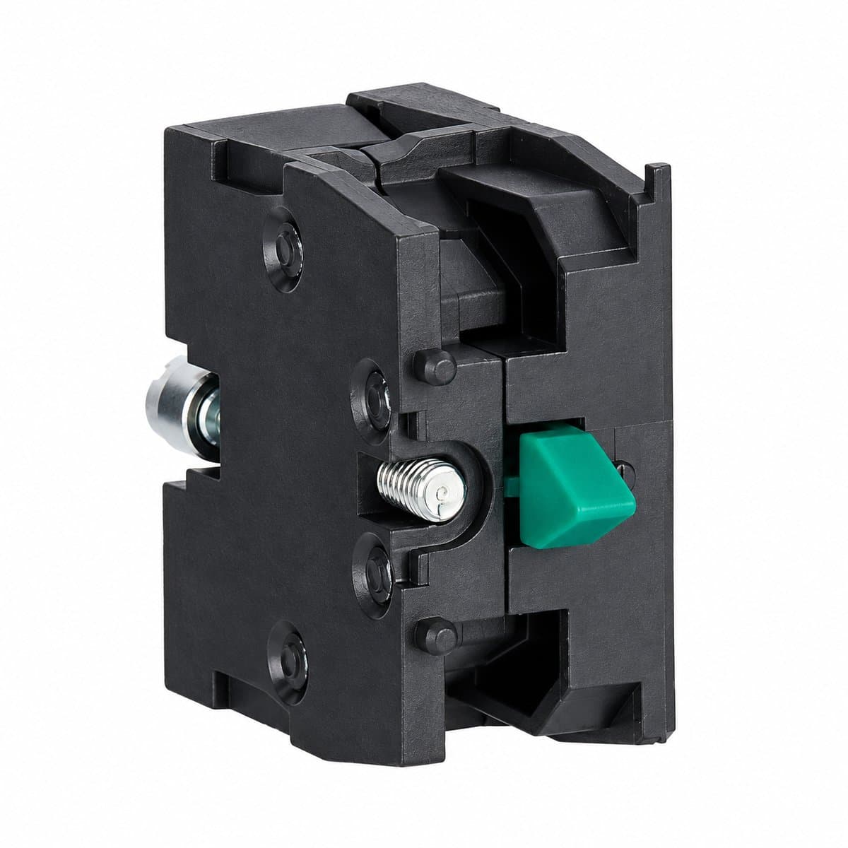 Khối tiếp điểm bổ sung Easy Harmony XB2 Schneider trên nền trắng, ảnh sản phẩm chính diện