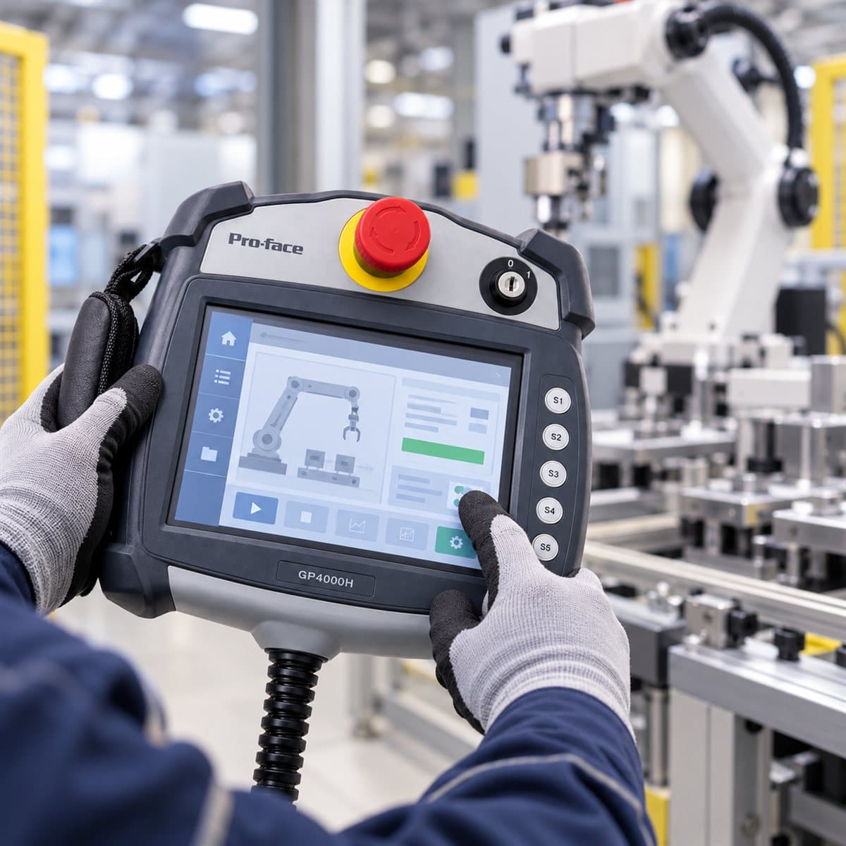 Màn hình HMI cầm tay Pro-face GP4000H Schneider đã lắp đặt trong nhà