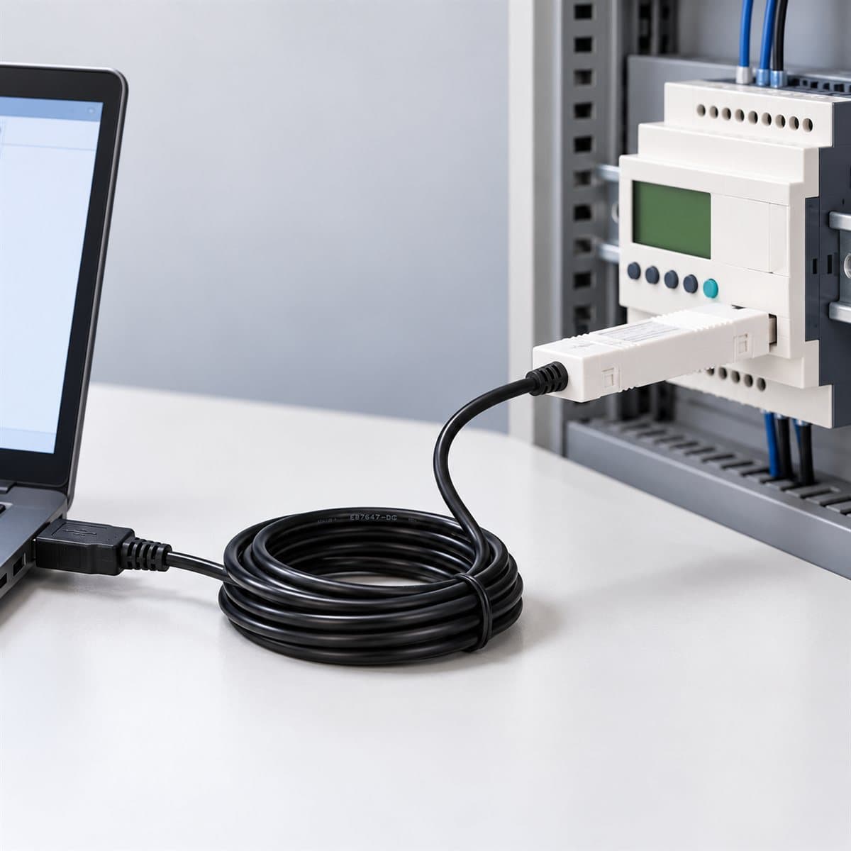 Cáp lập trình USB Zelio Logic Schneider đã lắp đặt trong nhà