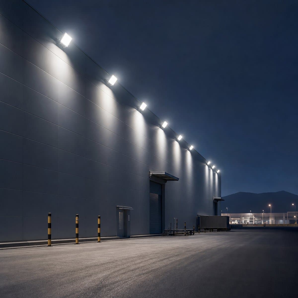 LEDCOMFO Floodlight V3.1 đã lắp đặt, ứng dụng outdoor area flood lighting, outdoor billboards lighting, logo illuminations, other public or industrial areas, đang chiếu sáng