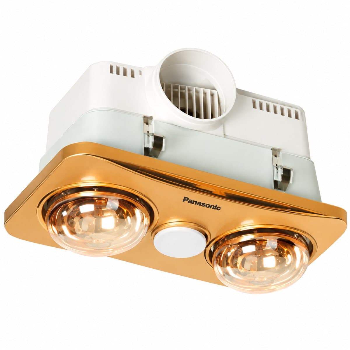 Đèn sưởi âm trần có quạt hút, 2 bóng Panasonic trên nền trắng, ảnh sản phẩm chính diện