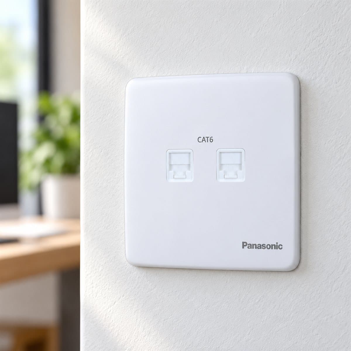 Bộ 2 ổ cắm data CAT6 Minerva Panasonic đã lắp đặt trong nhà