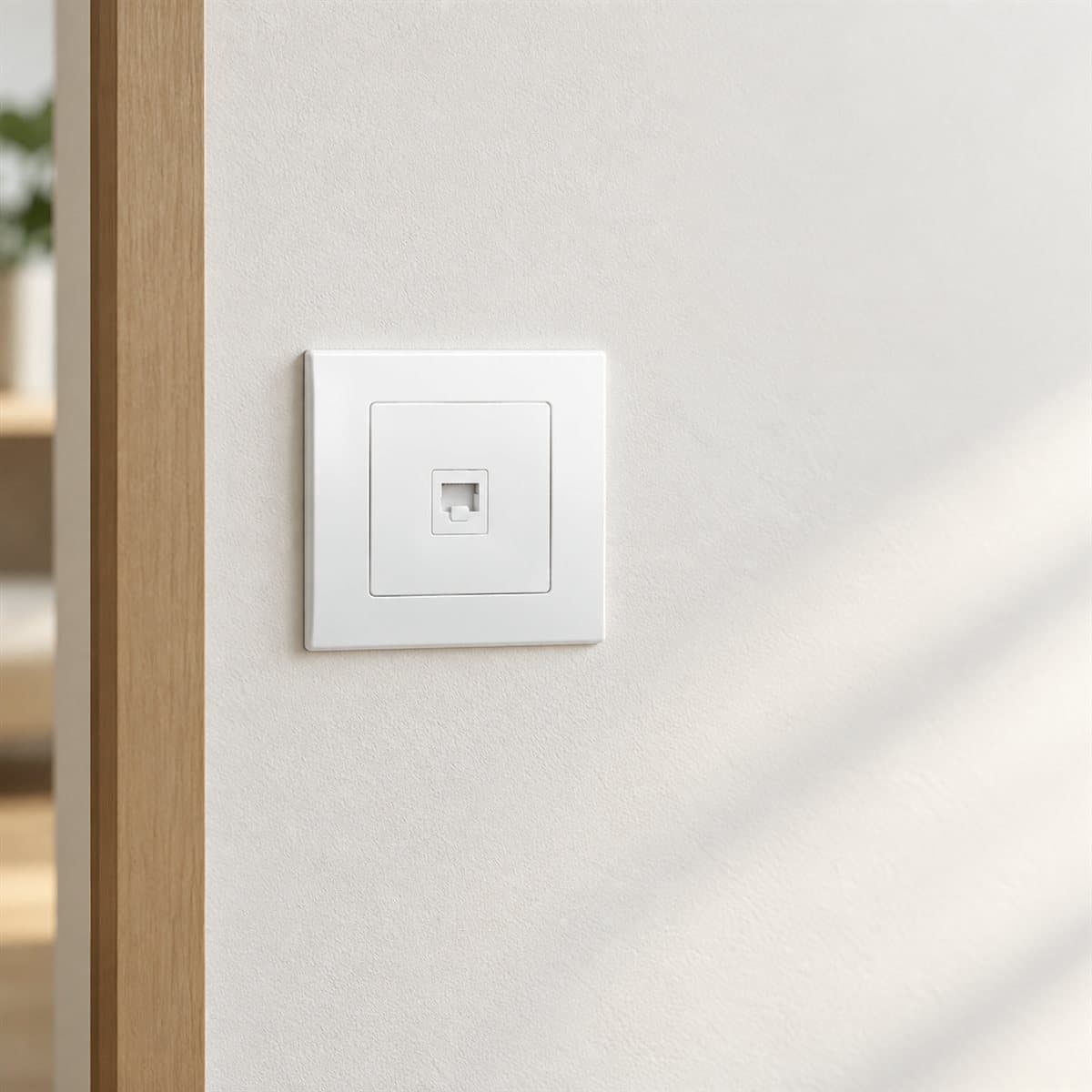 Ổ điện thoại đơn Vivace Schneider đã lắp đặt trong nhà