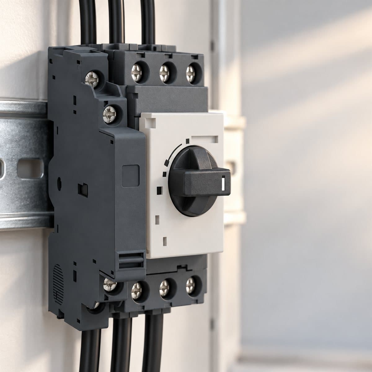 Tiếp điểm phụ tức thời lắp bên trái TeSys GV2 Schneider đã lắp đặt trong nhà