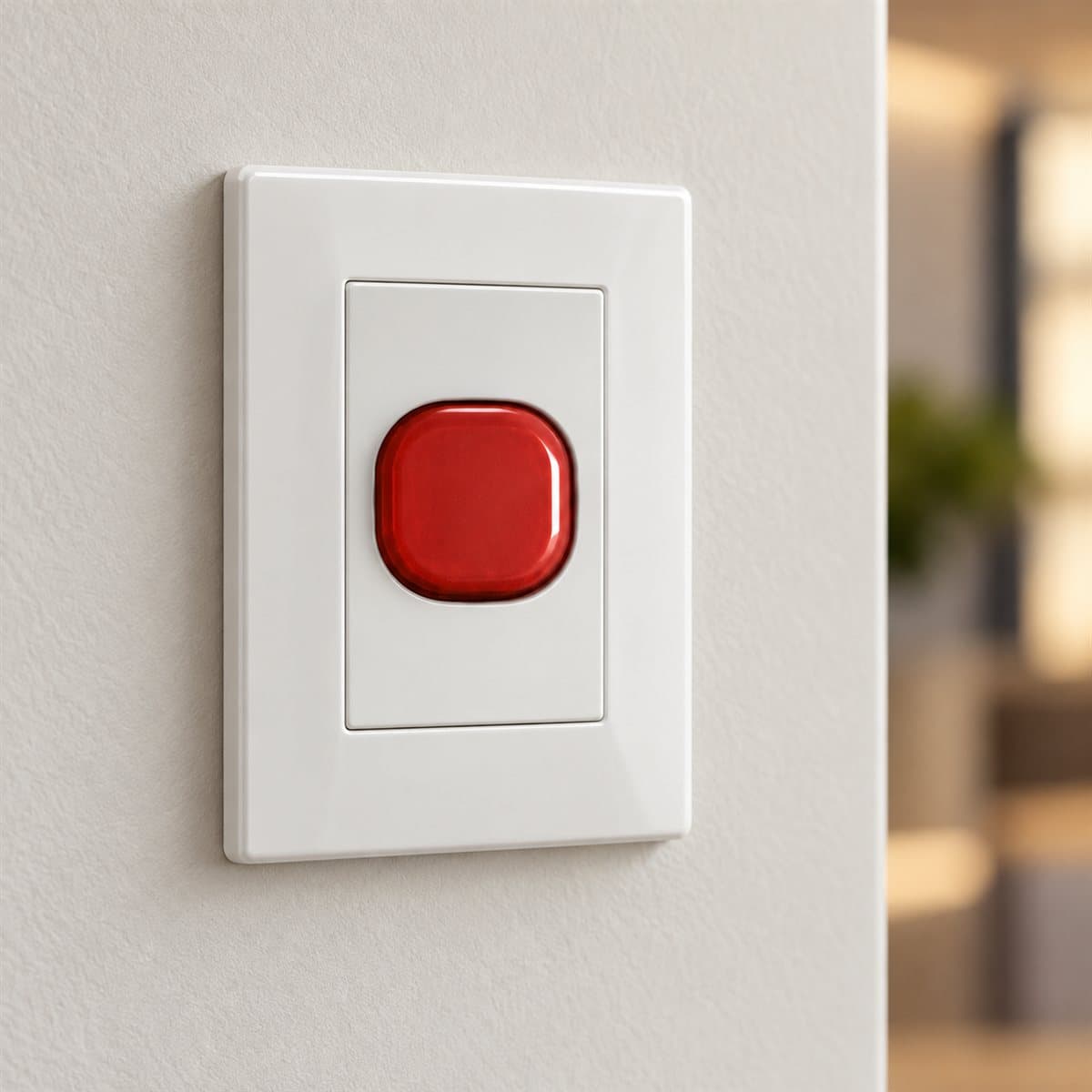 Đèn báo đỏ, 1 mô-đun Rivia Legrand đã lắp đặt trong nhà