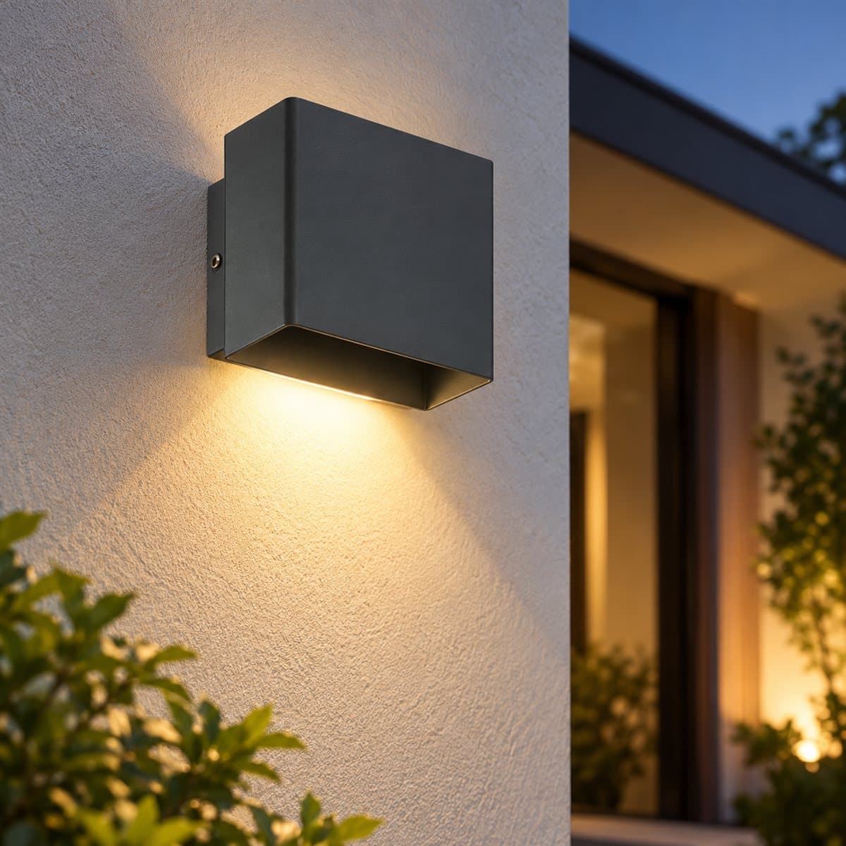 Đèn gắn tường ngoài trời LED NBL2891 Panasonic đã lắp đặt, đang chiếu sáng